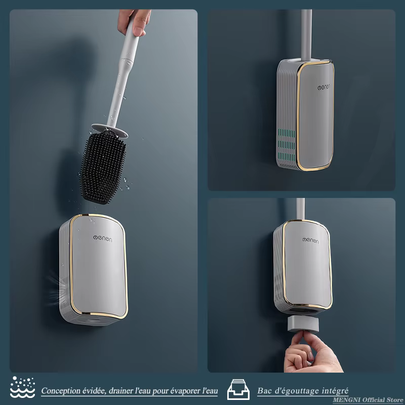 Brosse de toilette de luxe salle de bain montage mural outil de nettoyage à vidange rapide