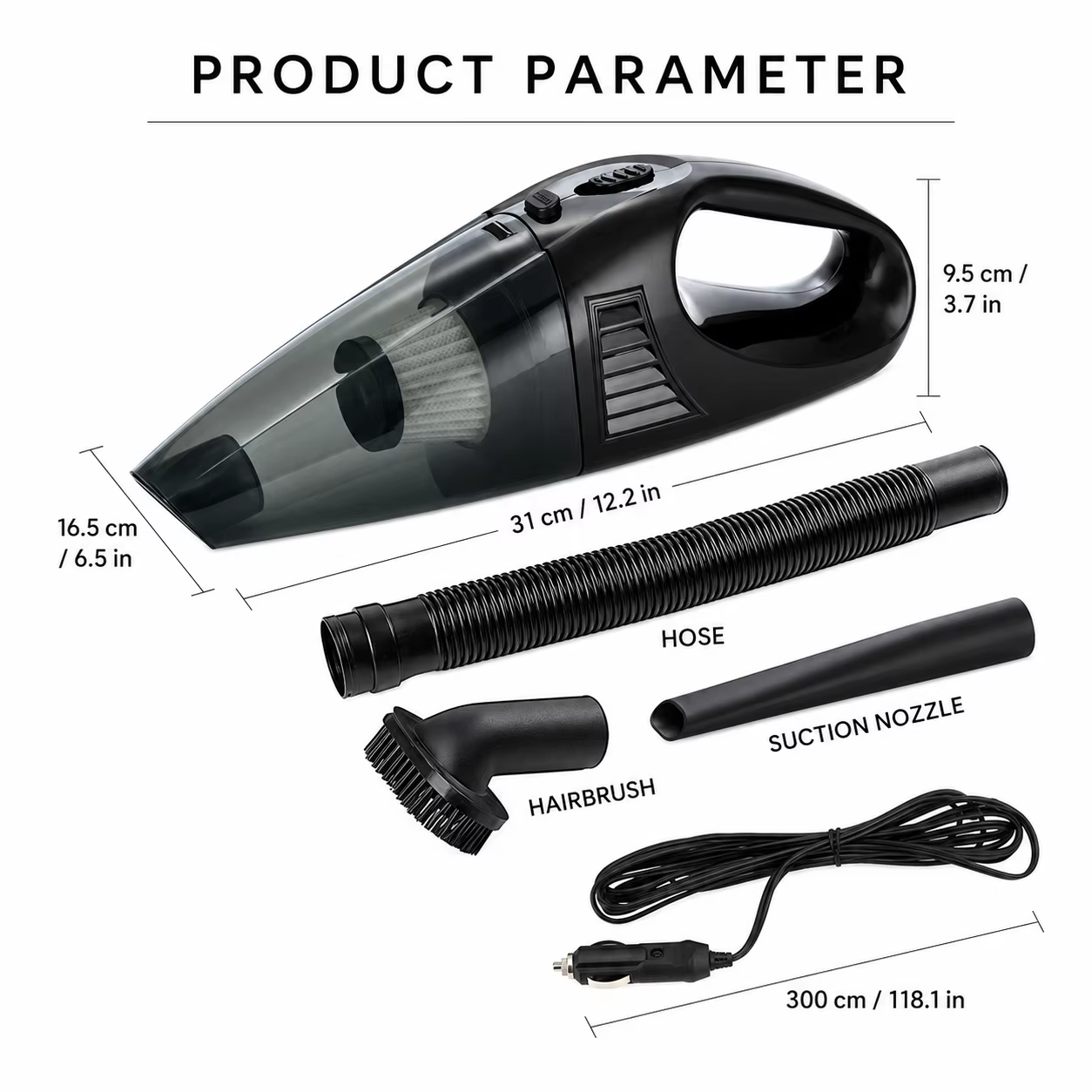 Aspirateur de voiture 12V 120W, aspirateur portable à usage humide et sec, aspirateur manuel puissant, mini aspirateur à forte aspiration