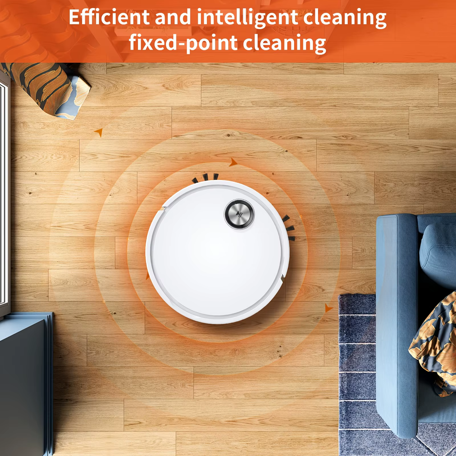 Robot aspirateur et serpillière combinés, aspirateur robot 2 en 1 avec application/télécommande, forte aspiration, fin, idéal pour les sols durs, les poils d'animaux