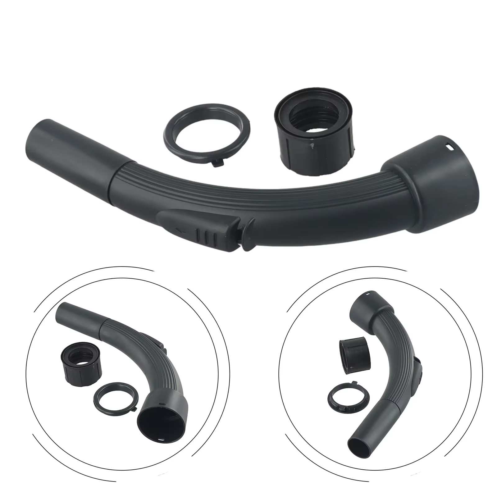 Nettoyez sans effort chaque coin et recoin avec la baguette d'aspirateur Black Spare, avec poignée courbée et extrémité de tuyau courbée de 32 mm pour Hoover.