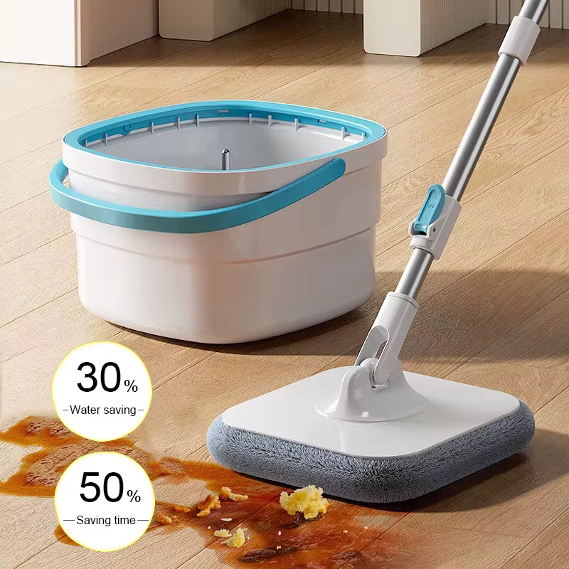 Ensemble serpillière et seau rotatifs à 360 degrés pour le nettoyage des sols