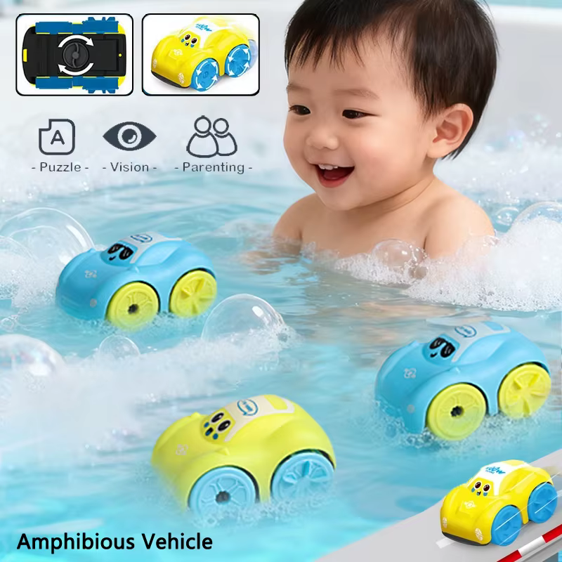 Jouets de bain pour bébé, voitures amphibies, salle de bain, horloge flottante, jouet de bain pour enfants, dessin animé, natation, jeu d'eau pour enfants