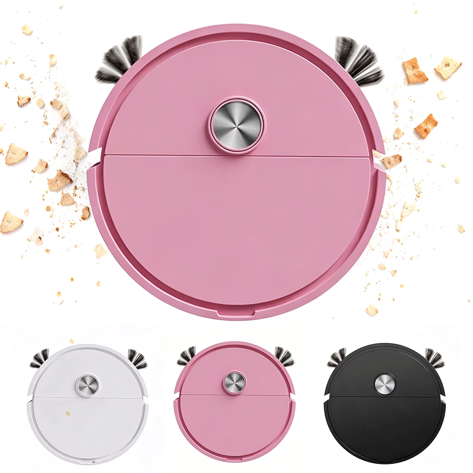 Mini aspirateur robot 3 en 1, machine de nettoyage intelligente avec évitement automatique des obstacles, facile à utiliser pour les poils d'animaux, les sols durs et les tapis