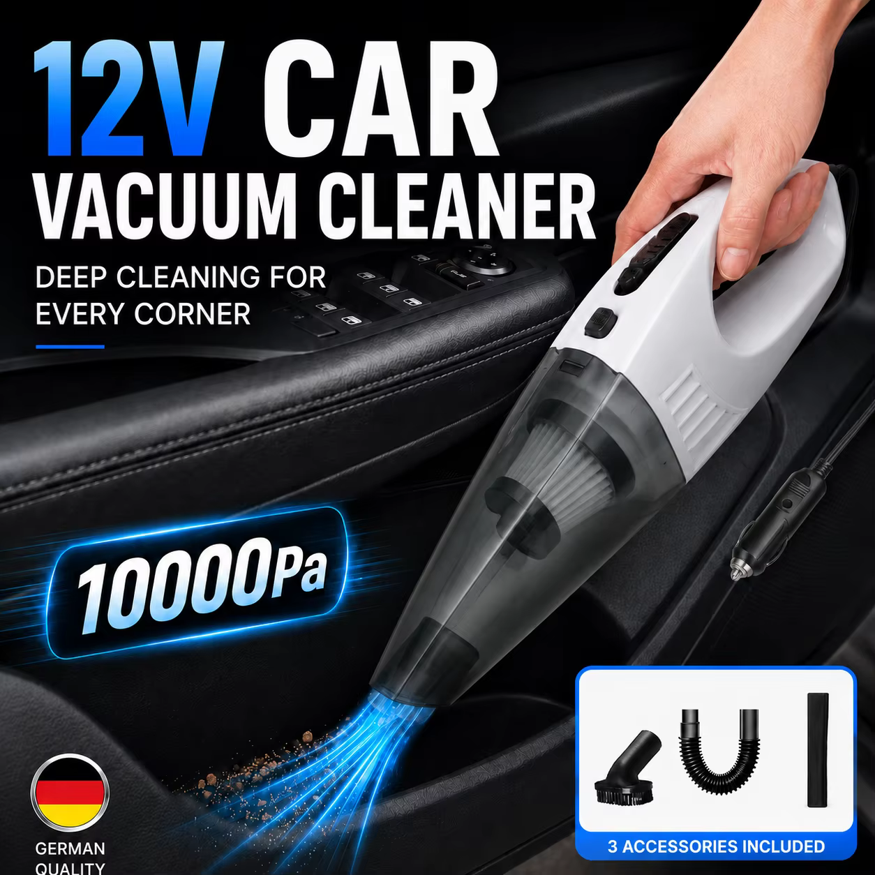 Aspirateur de voiture 12V 120W, aspirateur portable à usage humide et sec, aspirateur manuel puissant, mini aspirateur à forte aspiration
