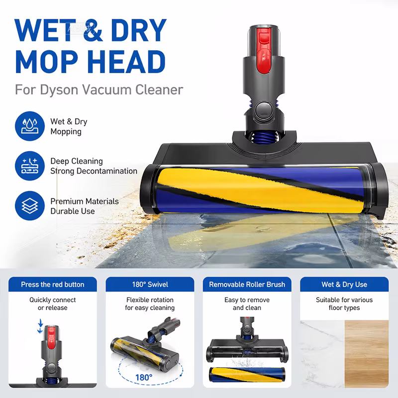 Pour V7 V8 V10 V11 V15 Brosse à rouleaux souple avec lumière LED verte pour parquet