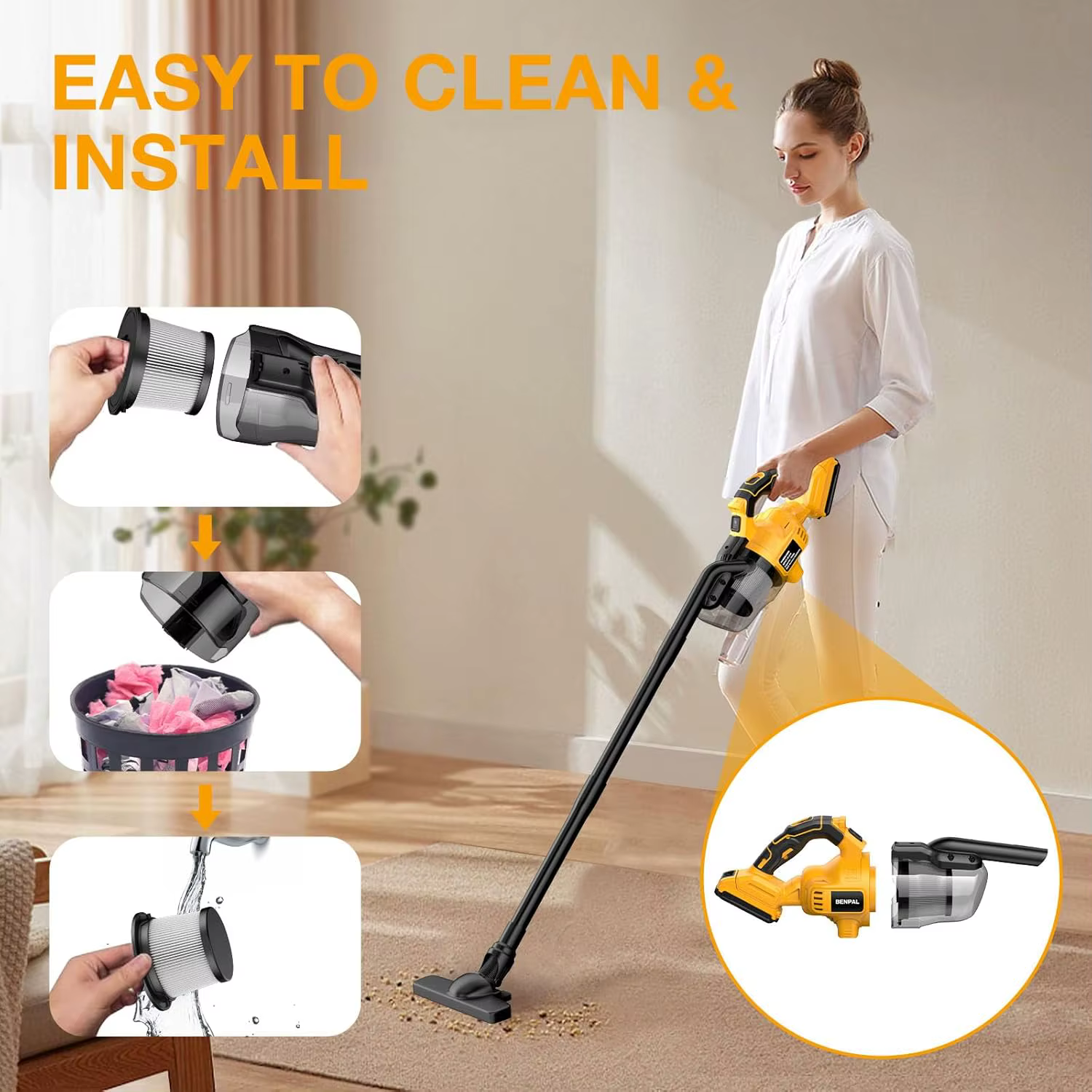 Aspirateur à main avec 2 filtres