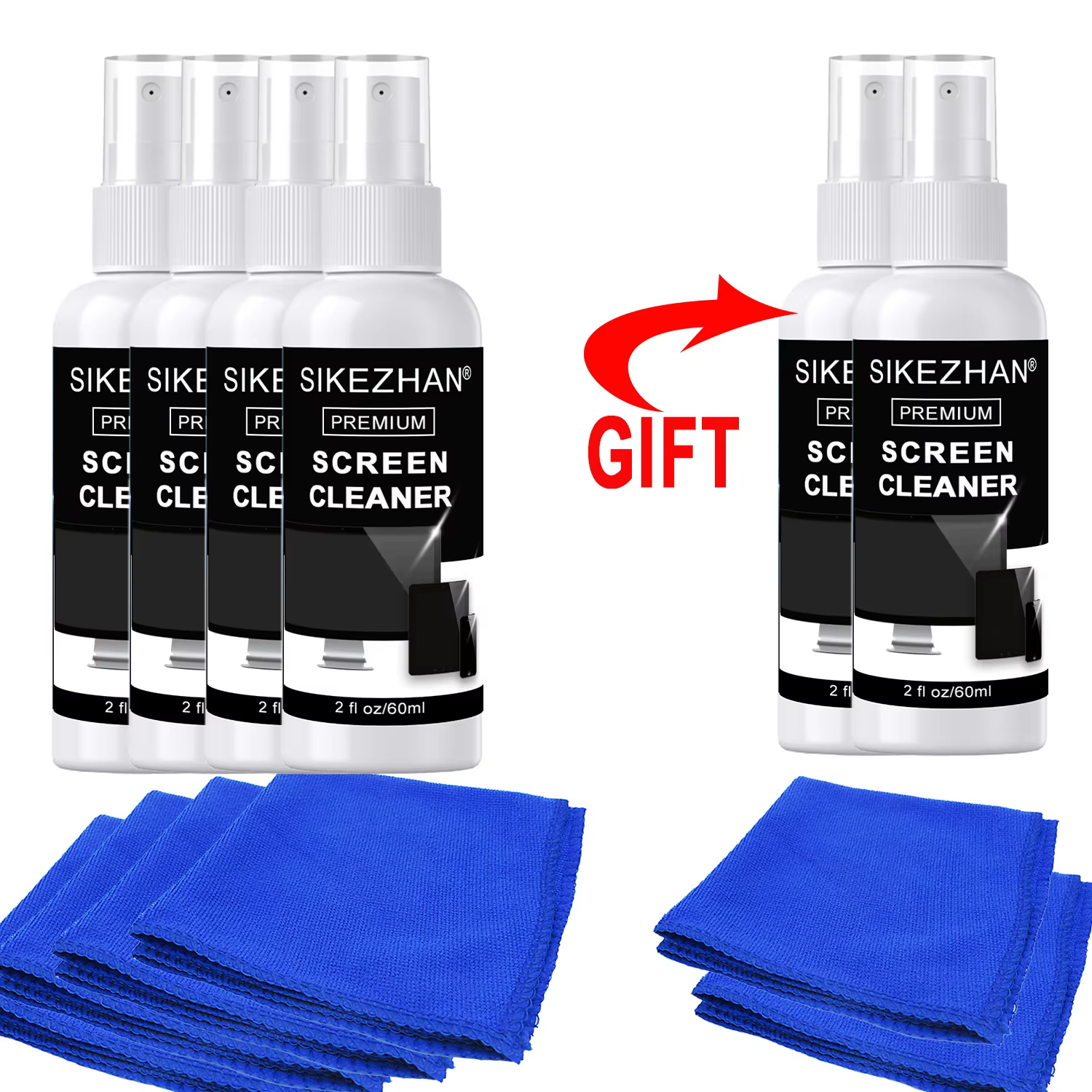 Kit de pulvérisation et chiffon nettoyant pour écran Premium 60 ml – Sans traces pour TV LCD LED OLED