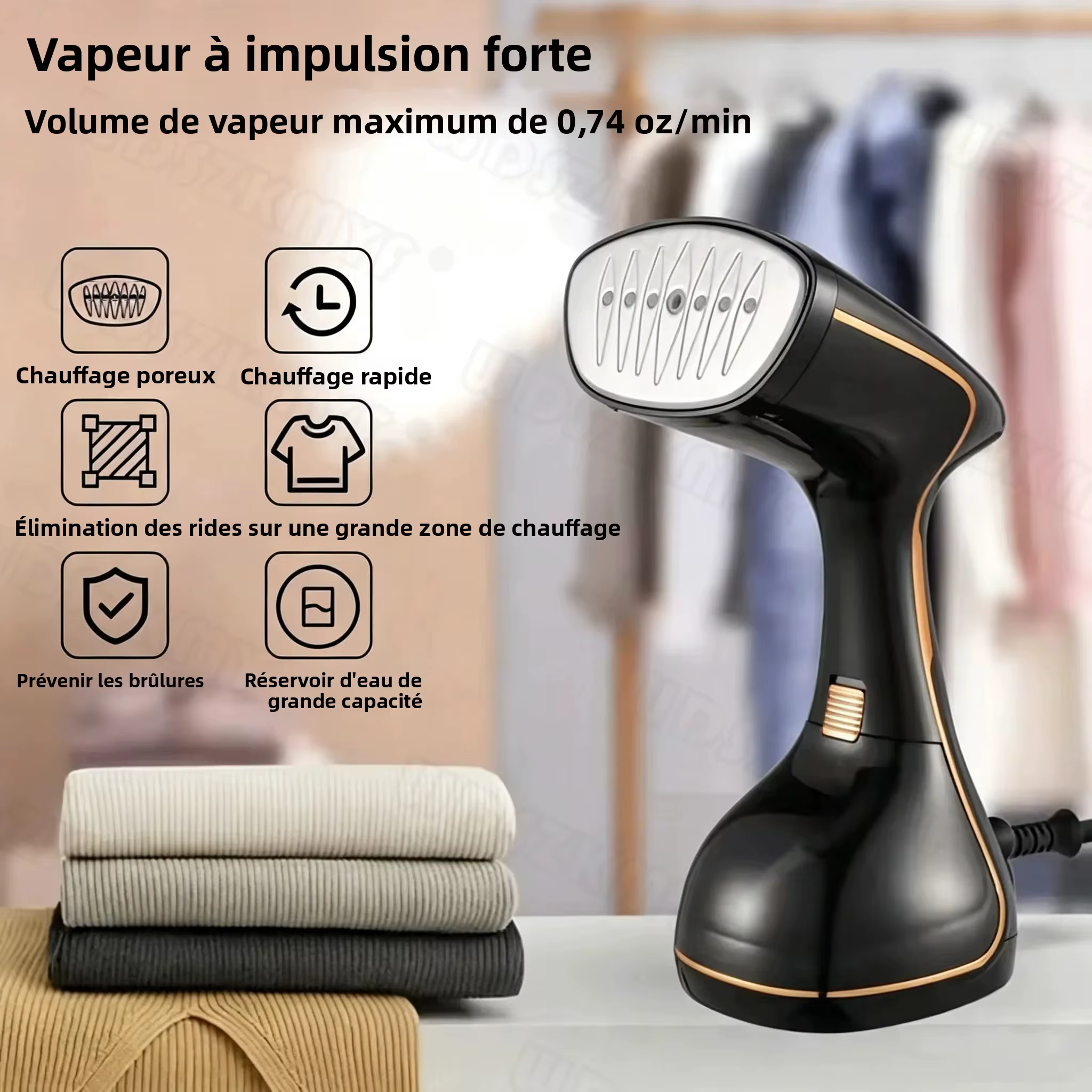 NOUVEAU Fer à vapeur portatif 1780W, générateur de vapeur chaude 320ML, défroisseur portable pour vêtements, idéal pour la maison et les voyages.