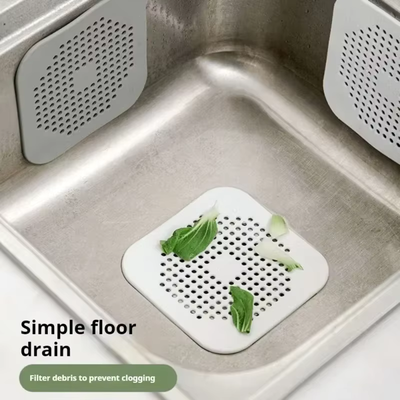 Tapis de drain de sol avec ventouse pour évier, cuisine et salle de bain, filtre anti-bouchon pour cheveux