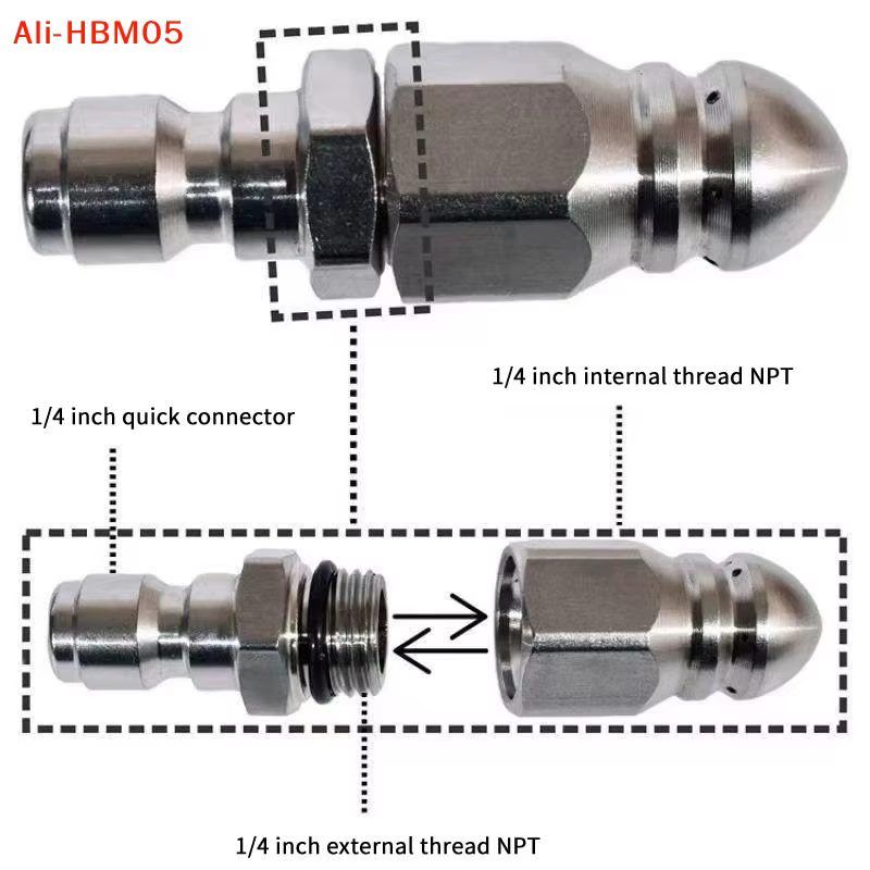 (HB05) Buse de pulvérisation haute pression à jet d'eau pour nettoyage d'égouts