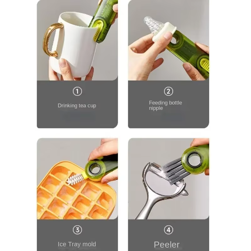 Brosse en silicone multi-usages pour couvercle de bouteille d'eau