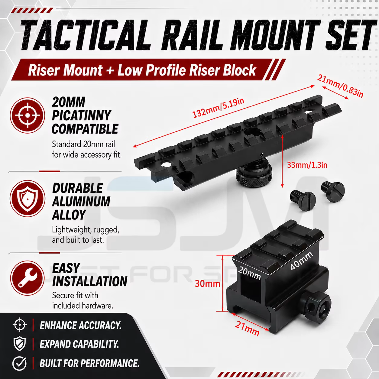 Kit de montage sur rail Picatinny 20 mm, adaptateur universel en aluminium, rail décalé à 45 degrés, montage à profil bas, accessoires d'extérieur