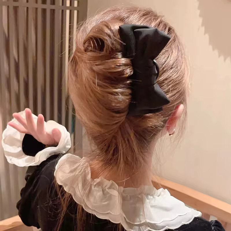 Pince à cheveux en forme de U avec nœud pour femmes, accessoire de usage quotidien pour filles, épingle à cheveux de Boutique noire élégante
