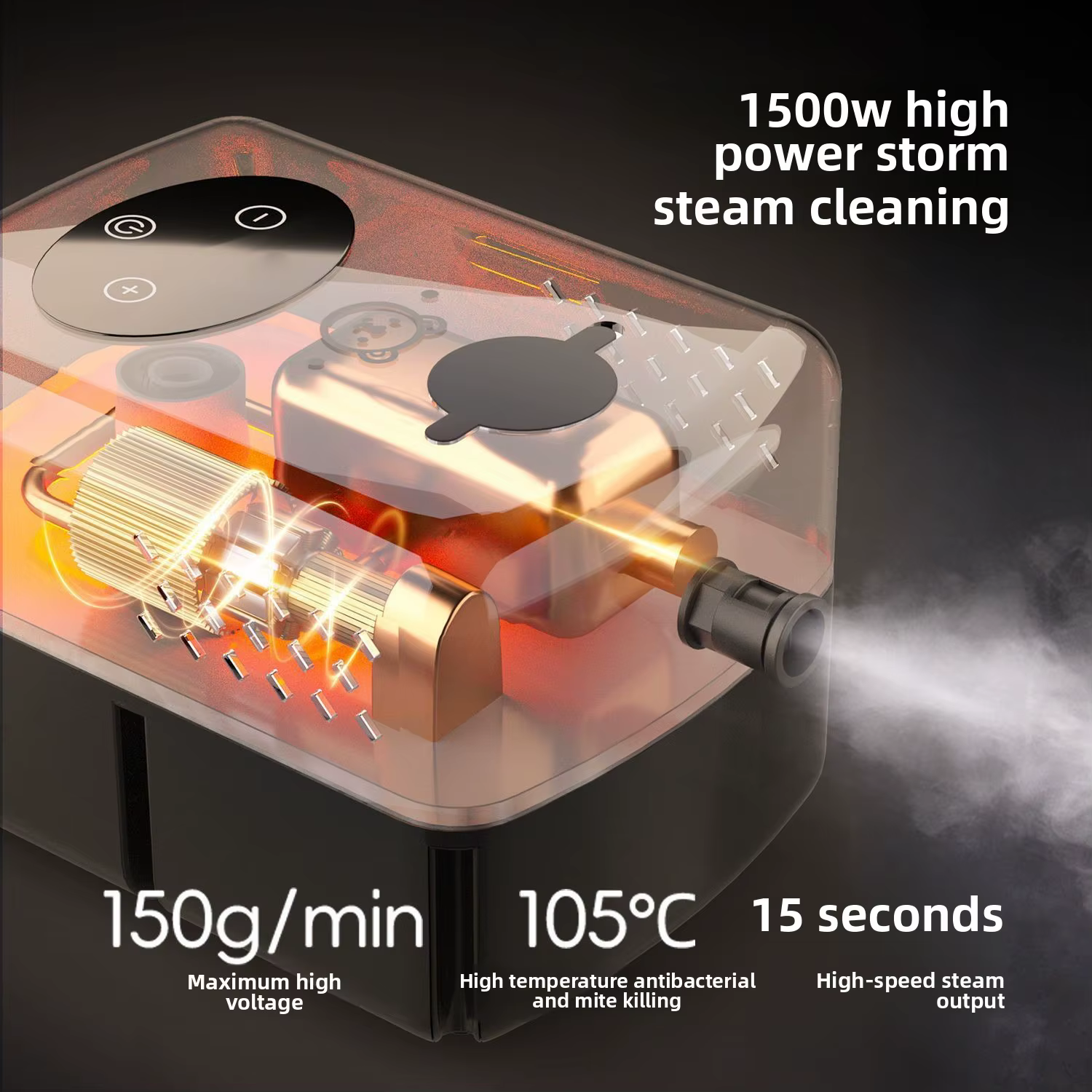 Nettoyeur à vapeur portatif, désinfectant à vapeur haute température, pression de vapeur réglable, chauffage rapide 30s, nettoyeur de graisse de cuisine