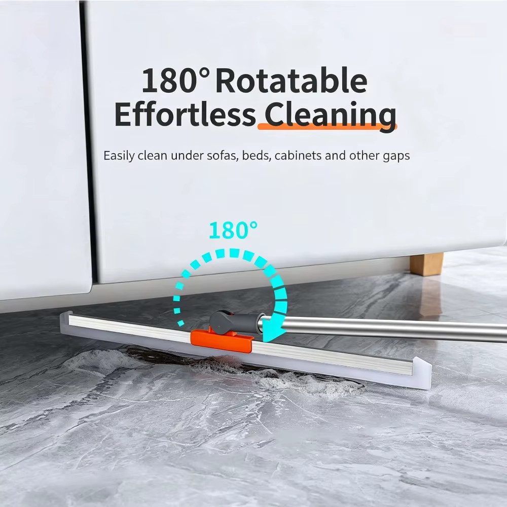 Balai serpillère télescopique multifonctionnel magique avec lame en silicone de 35-48 cm de large pour salle de bain, fenêtres, vitres, douche et dépoussiéreur de cuisine