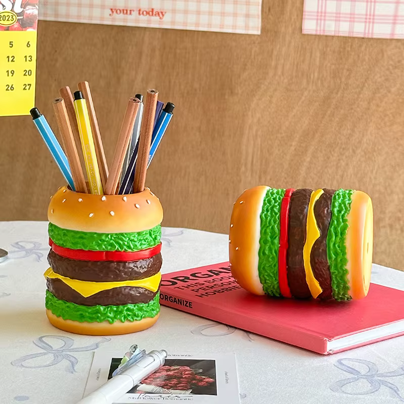 Porte-stylo Design hambourg mignon, conteneur de rangement de bureau créatif et lisse, seau de rangement polyvalent pour pinceaux de maquillage amusants