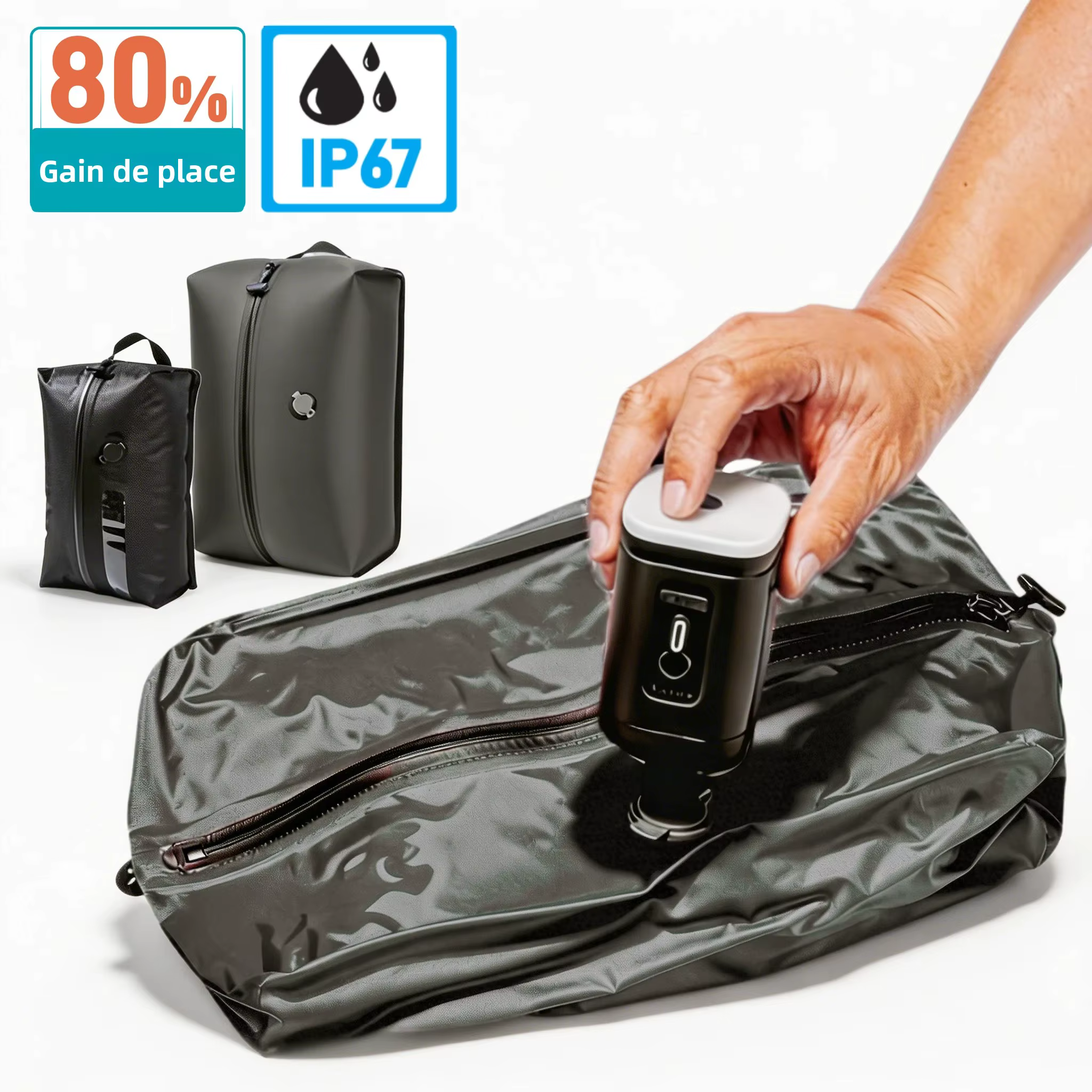 Gain de Place 80% Sacs sous Vide pour Vêtements avec Pompe Électrique Sans Fil 9L 17L 34L Organisateur de Bagage à Main Ryanair Croisière Camping Salle de Sport Déménagement Accessoires de Voyage Maté