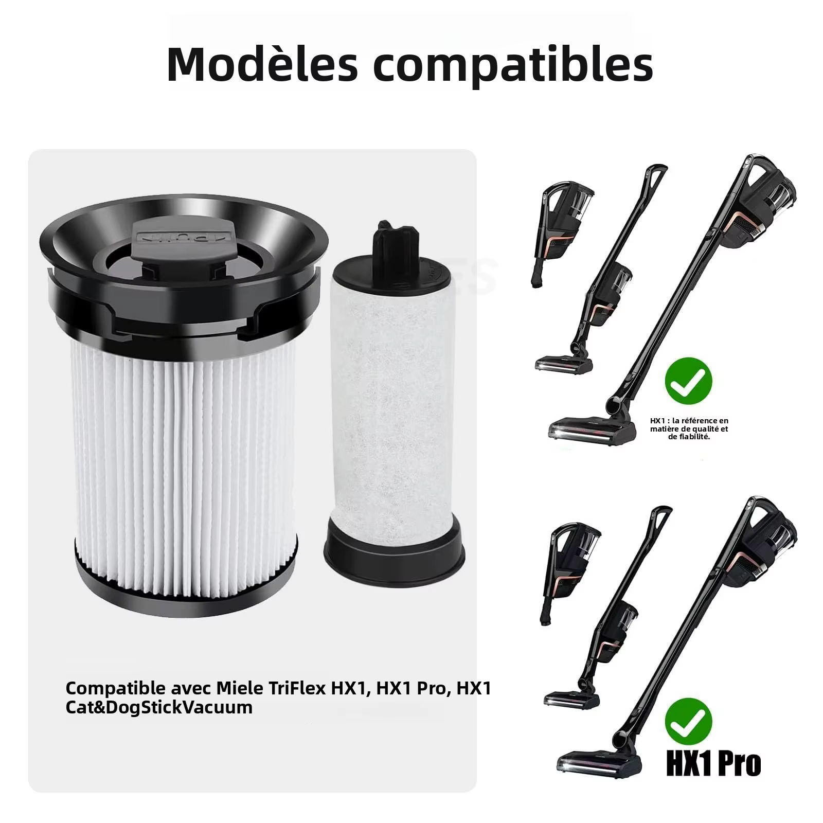 Pièces de rechange de filtre d'aspirateur pour aspirateur Miele TriFlex HX1 FSF