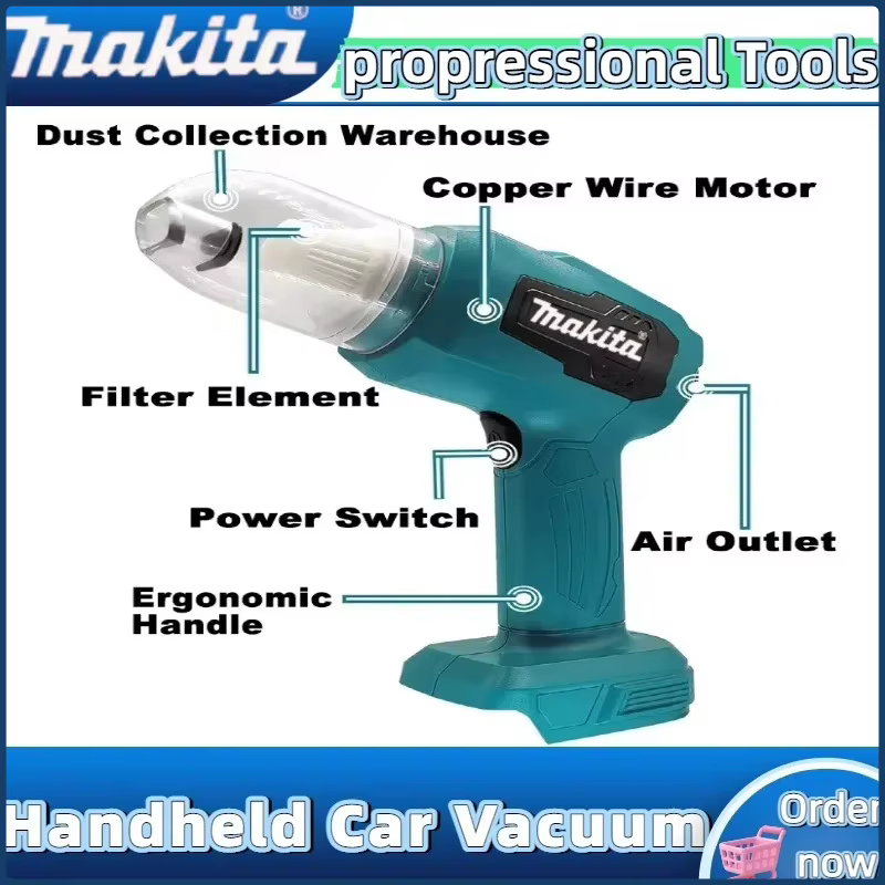 Aspirateur de voiture miniature Makita 18V, multifonction, portatif, rechargeable, outil de collecte de poussière