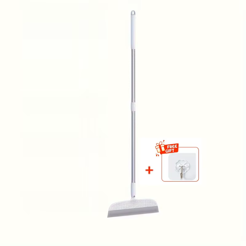 1 balai à long manche pour nettoyer les sols, balai pour salle de bain, balai rotatif à manche réglable pour nettoyer les sols lisses et essuyer les vitres.