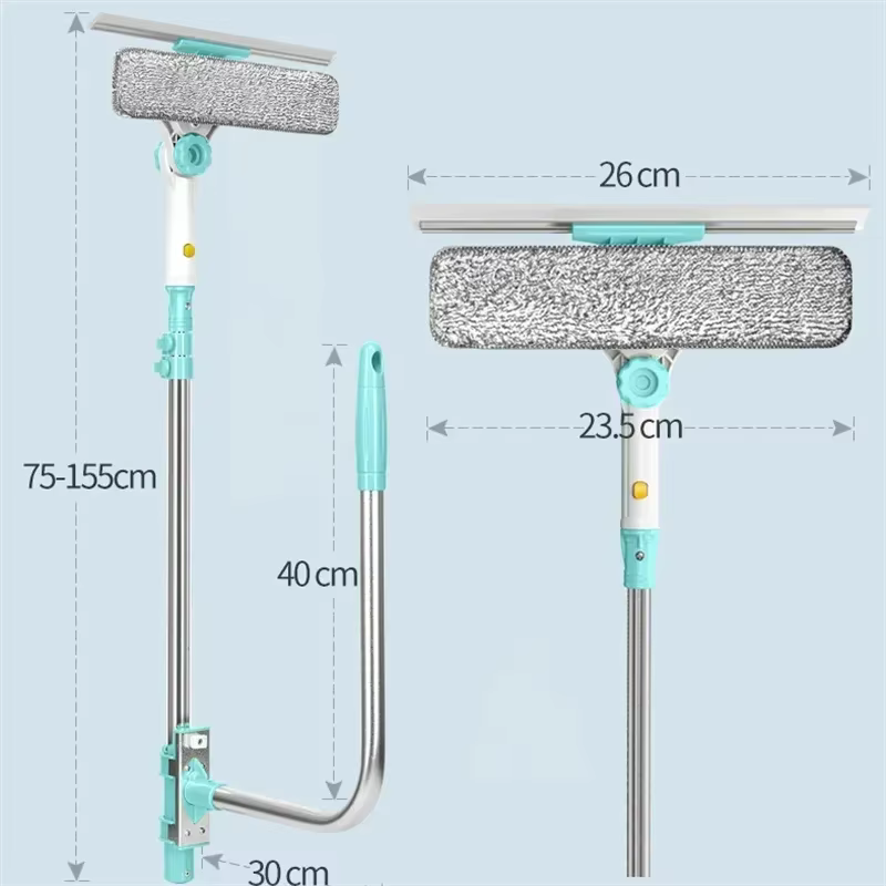 Brosse de nettoyage de vitres télescopique de grande hauteur améliorée