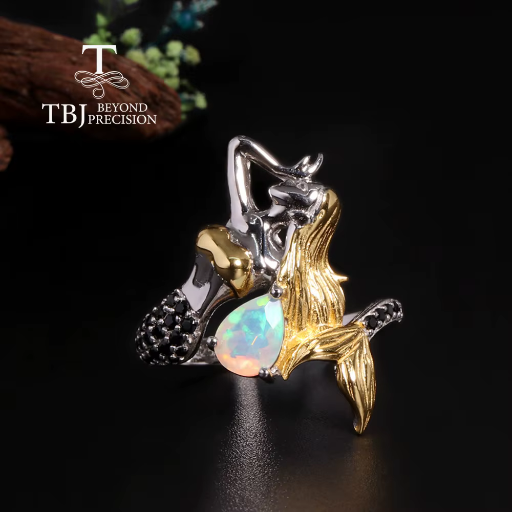Bague en argent regardé 925 avec opale naturelle pour femme, pierre de naissance d'octobre, document Johanna, bijoux fins, cadeau d'anniversaire