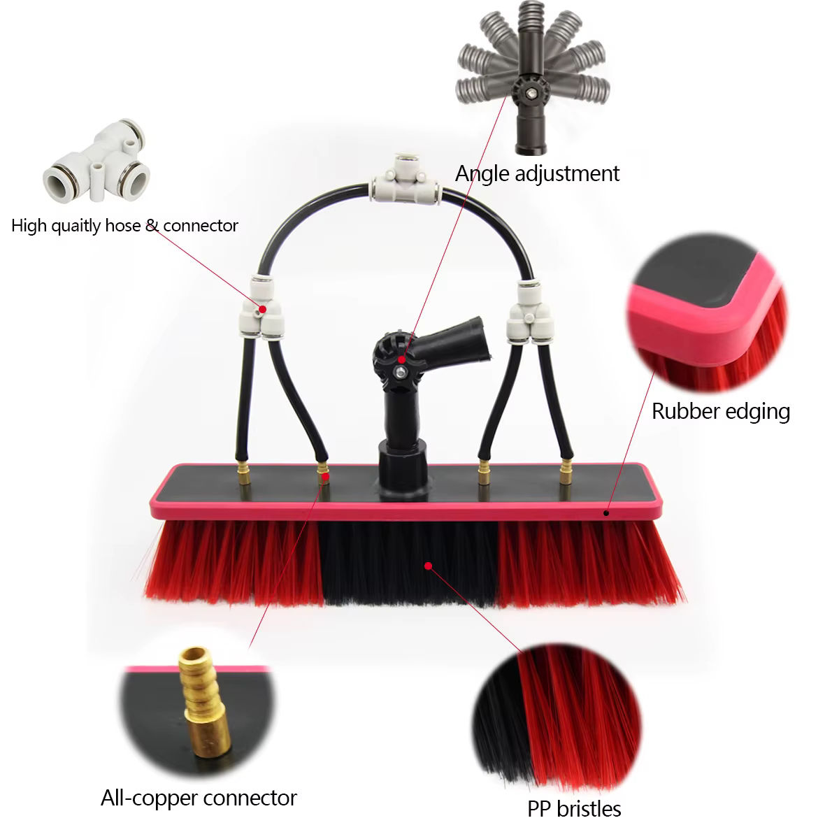 Brosse télescopique alimentée en eau pour fenêtre