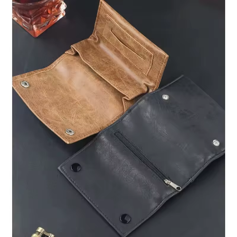 Organisateur d'accessoires pour fumer tout-en-un : pochette à tabac multifonctionnelle en cuir PU avec porte-papier et sac de rangement