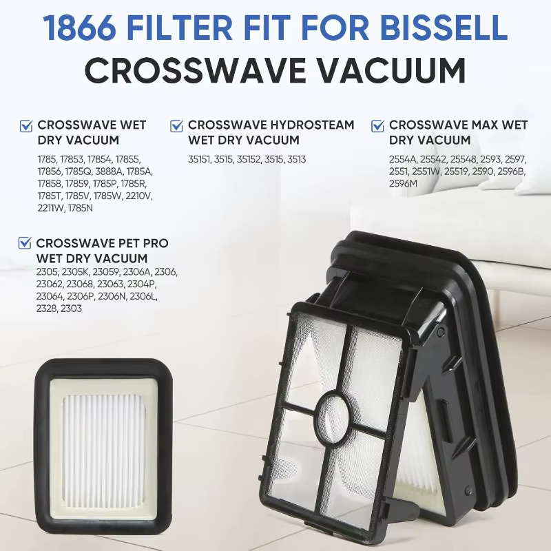 Filtres Bissell Crosswave compatibles avec les modèles 1785 3888A 2551 Pet Pro 2306 2554 2596 HydroSteam 35151 3518 - Lot de 2