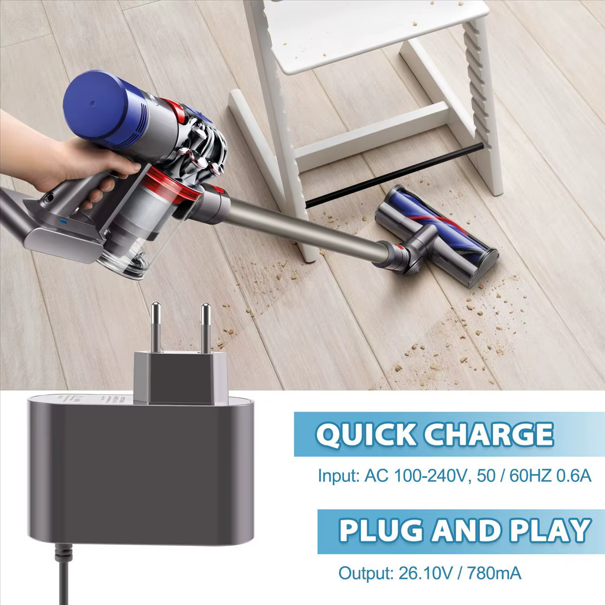 Chargeur 26.1V pour aspirateur V6 V7 V8 SV03 SV04 SV05 SV06 SV07