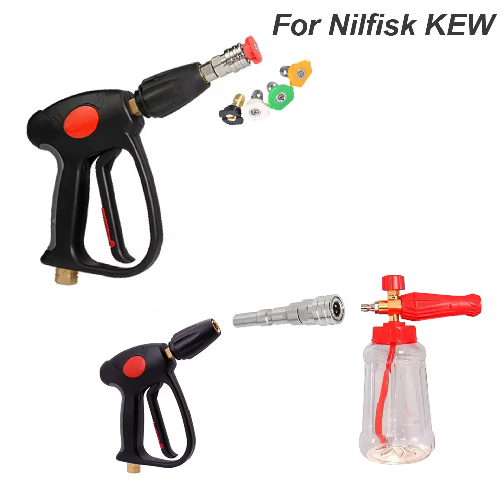 Adaptateur pour nettoyeur haute pression Nilfisk/KEW/ALTO – connexion rapide 1/4" avec buse de pulvérisation et barre d'extension pour lavage de voiture