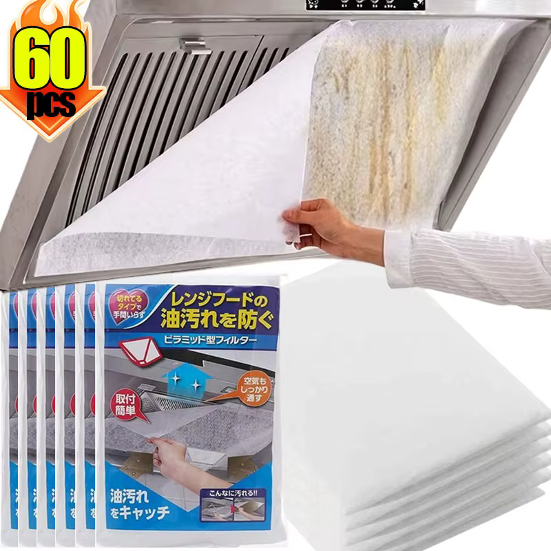 60/12 pièces Filtres jetables en papier non-tissé pour hotte de cuisine