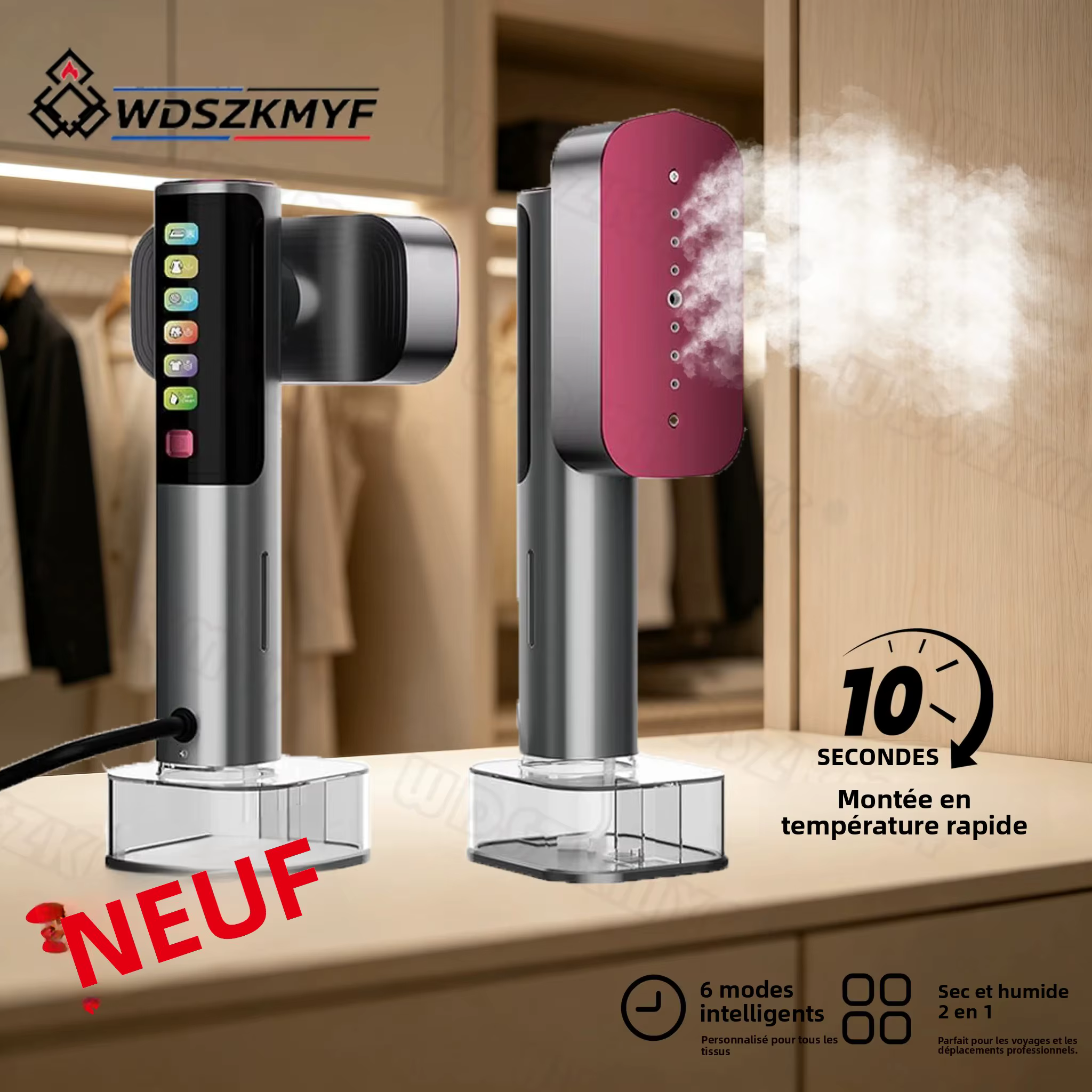 Fer à vapeur portatif multifonctionnel pliable EU/US pour vêtements suspendus, préchauffage rapide en 10 secondes, petit défroisseur portable pour tissus et vêtements