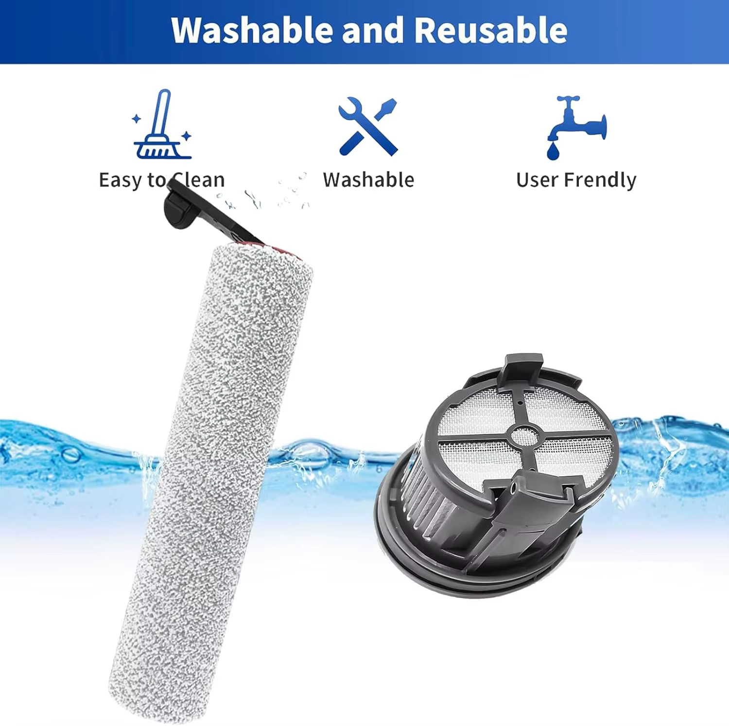 Rouleau d'aspirateur pour Dreame H14 Dual / H14 Pro / H14 / H20 Pro Plus / H20 Ultra / H30 Ultra, accessoires de filtre Hepa