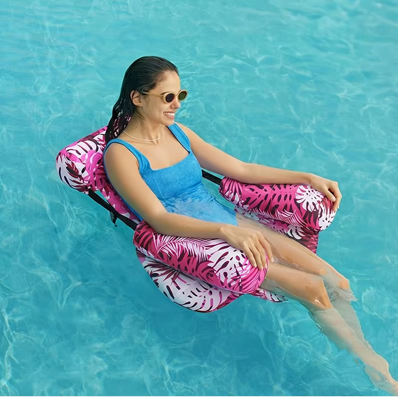 Chaises flottantes d'été pour piscine, chaise longue gonflable pour adultes avec accoudoirs et dossier, transat flottant pour l'eau, hamac aquatique pour s'amuser dans l'eau