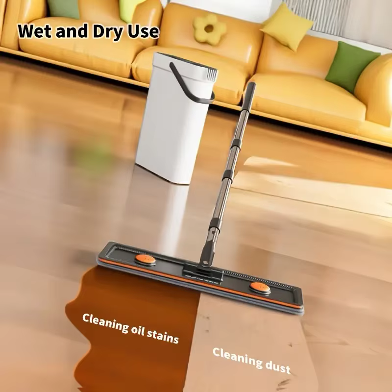 JOYBOS Spin main libre plat baril 33 cm vadrouille avec seau 360 système de nettoyage complet avec double chambre lavable plancher maison vadrouilles