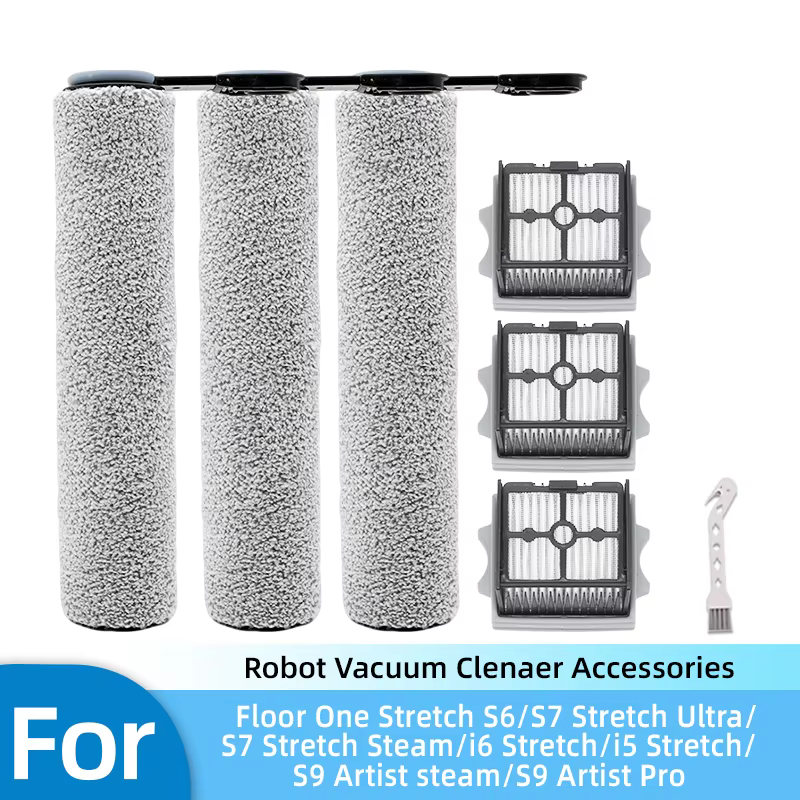 Kit de remplacement de brosse à rouleaux et de filtre compatible avec Tineco Floor ONE Stretch S6