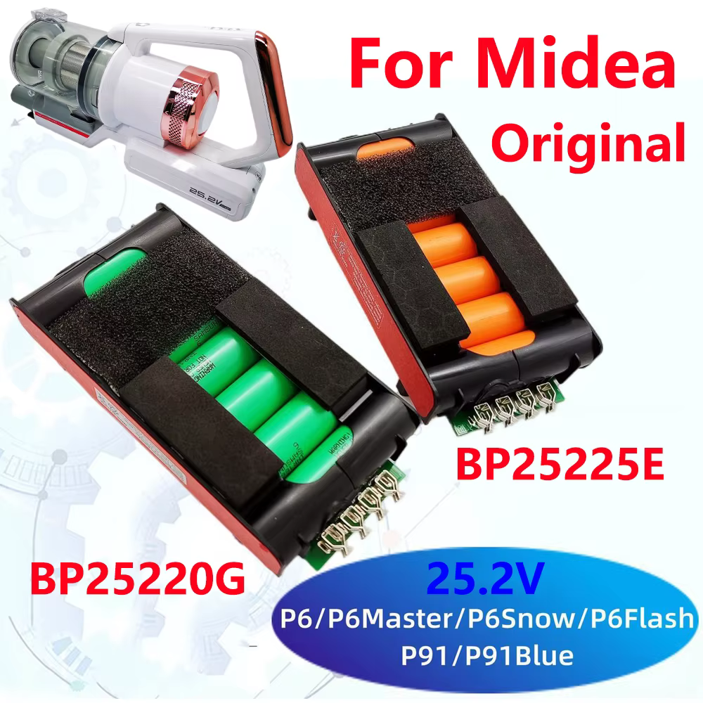 Batterie 100% originale 25.2V 2500mAh pour aspirateur sans fil Midea BP25225E BP25220G P6/P6 Snow/P6 Master/P91/P91