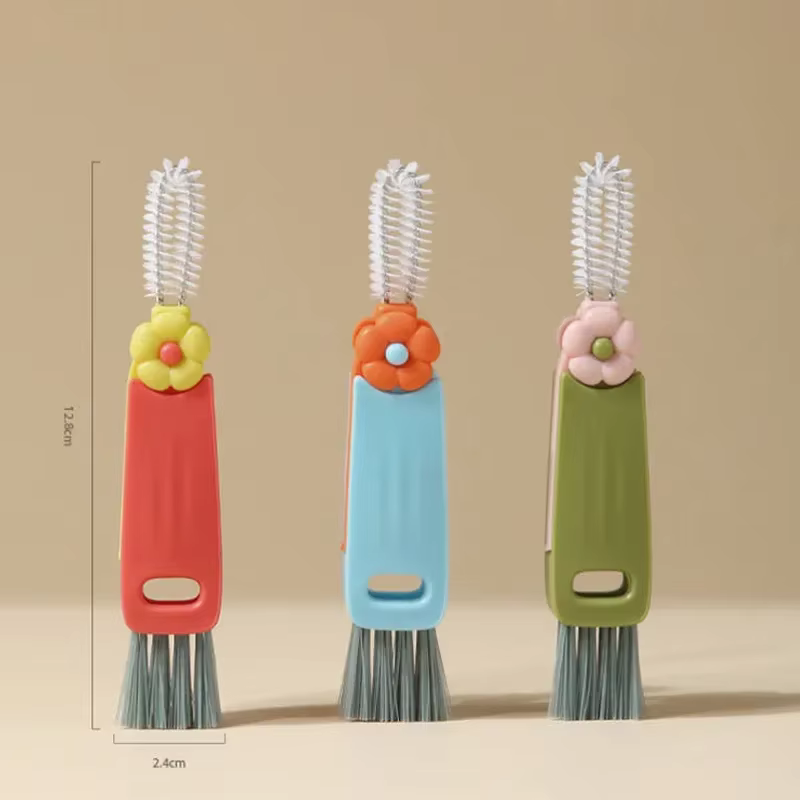 3 en 1 mignon pétale tasse couvercle brosse de nettoyage ensemble Mini