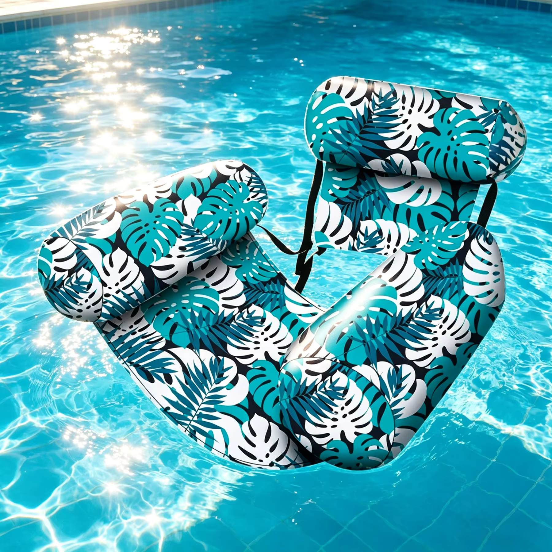 Chaises flottantes d'été pour piscine, chaise longue gonflable pour adultes avec accoudoirs et dossier, transat flottant pour l'eau, hamac aquatique pour s'amuser dans l'eau