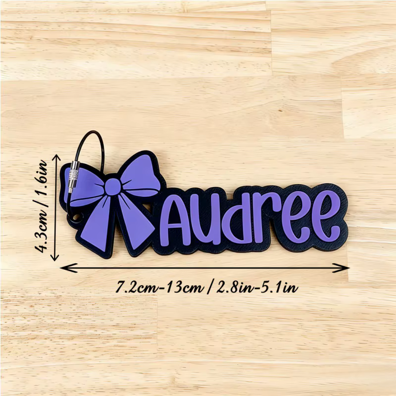 Porte-clés en acrylique personnalisé avec nom et nœud tendance, plaque nominative 3D double couche, breloque de sac personnalisée, accessoire de porte-clés, vente en gros