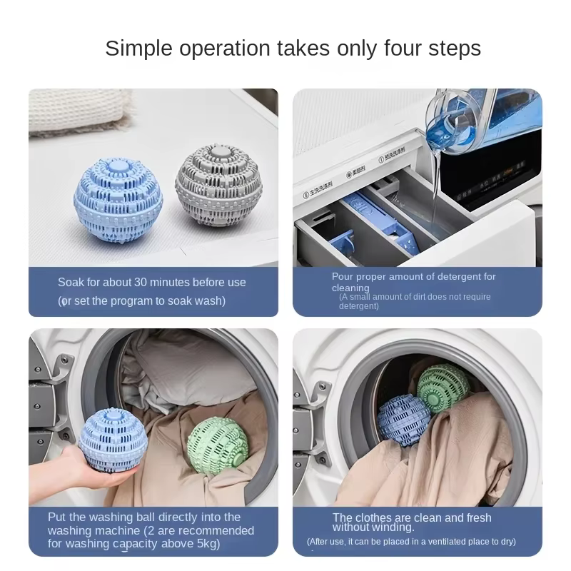 Boules à linge réutilisables, Anti-emmêlement, adoucisseur de tissus, détachant-boules à lessive écologiques, boules de sèche-linge