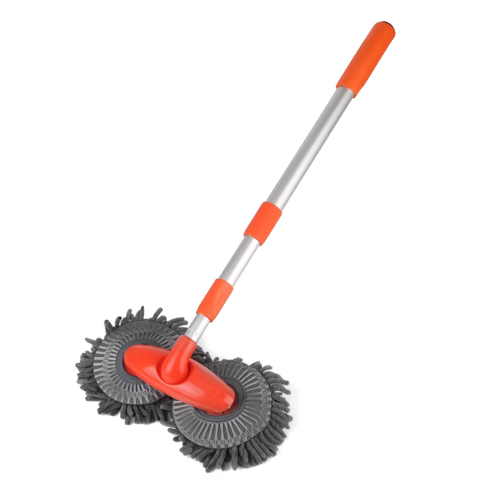 Tête de brosse Double, vadrouille télescopique à trois sections pour lavage de voiture