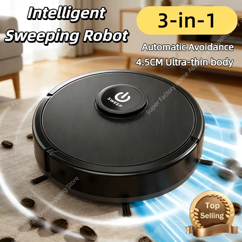 Robot Aspirateur Intelligent 3-en-1 6000Pa Forte Aspiration Balayage Lavage Recharge USB Navigation Laser Poils d'Animaux Sols Durs Nouveauté 2026