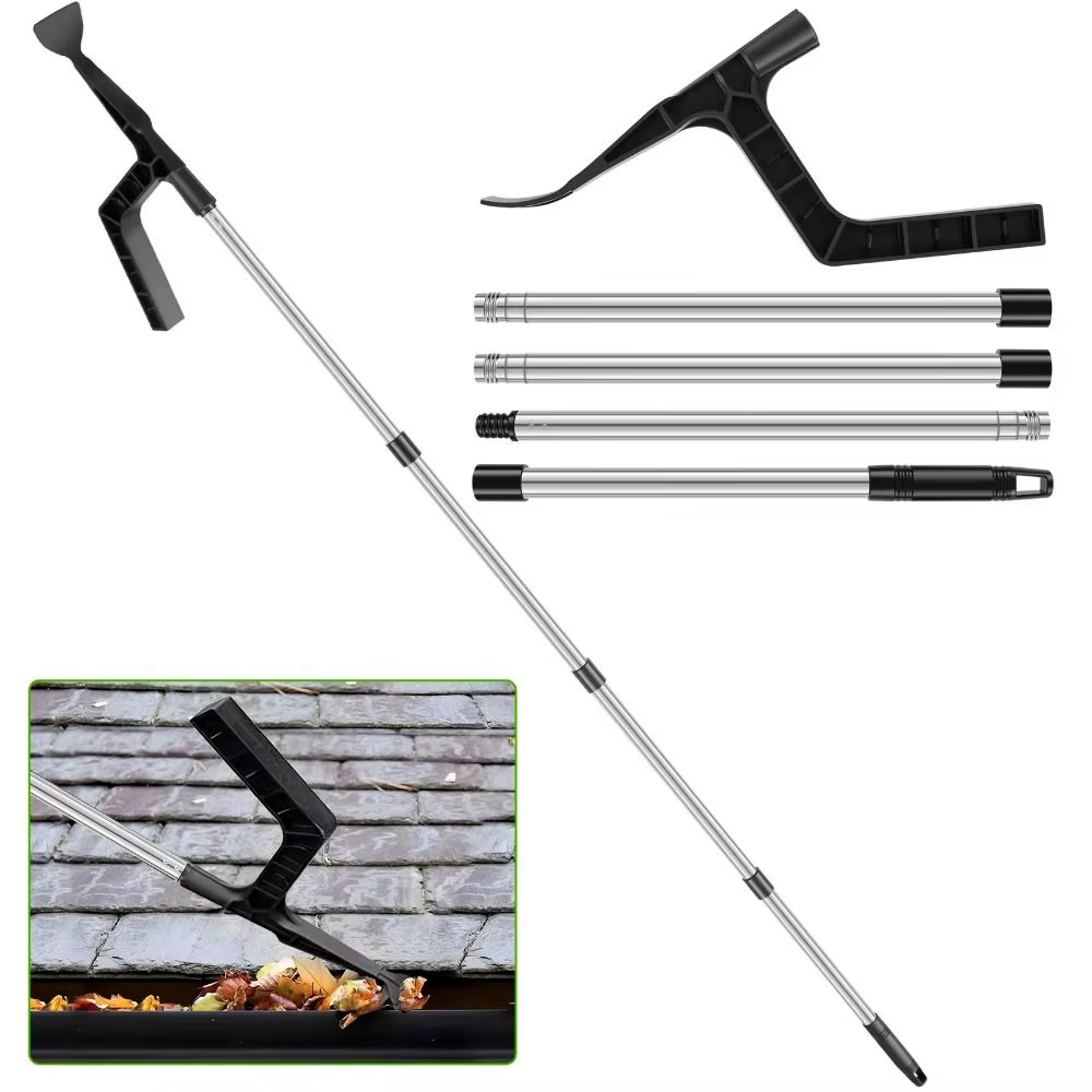 Brosse de nettoyage de gouttière télescopique extensible