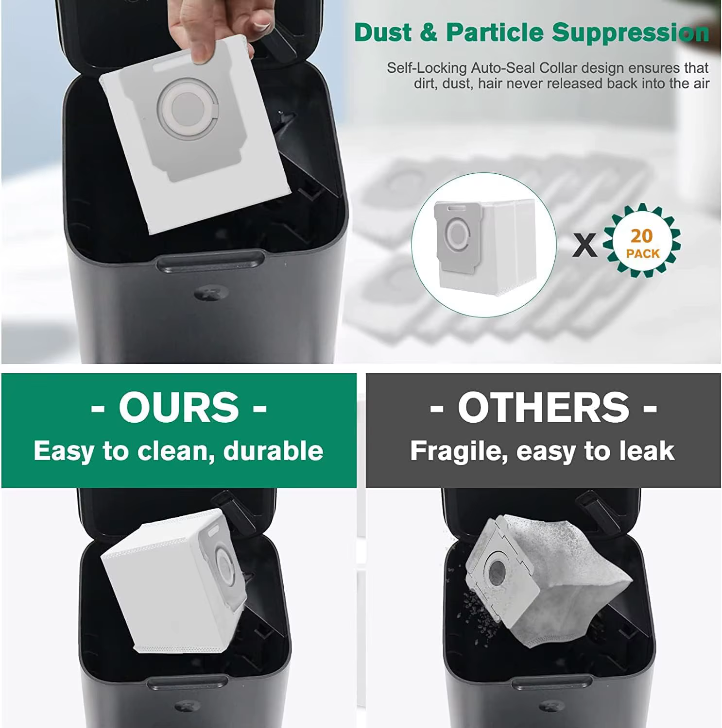 Sacs d'aspirateur compatibles avec iRobot Roomba