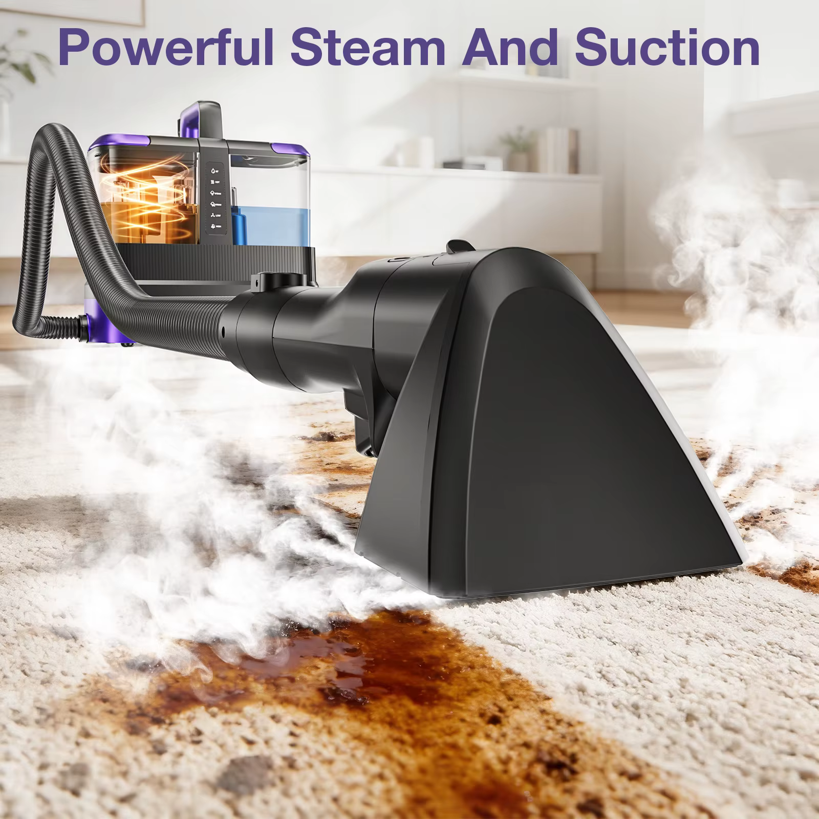 Nettoyeur de tapis à vapeur 2100W 1800KPa, nettoyeur de tapis à haute pression, aspirateur humide et sec pour le nettoyage de la voiture et de la maison
