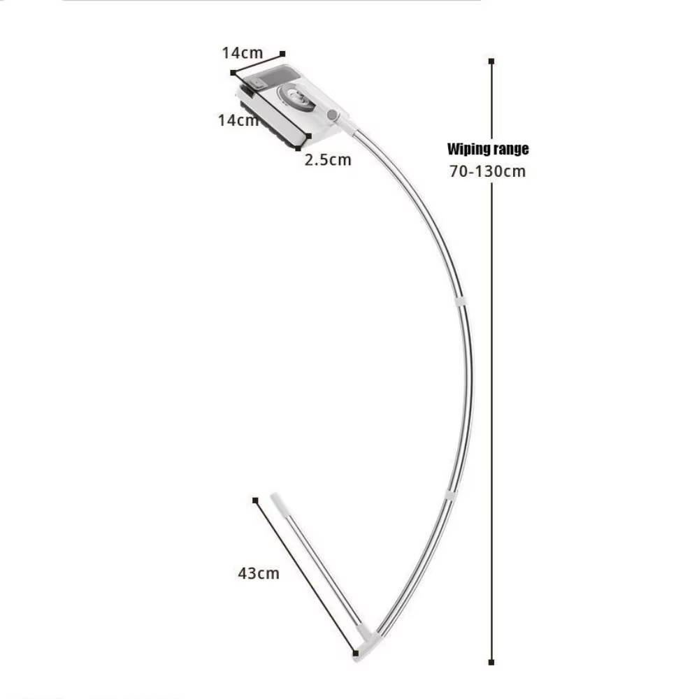 Outil de nettoyage de vitres en acier inoxydable et PP, nettoyeur de vitres gris extensible de grande hauteur, tige d'arc de nettoyage Flexible