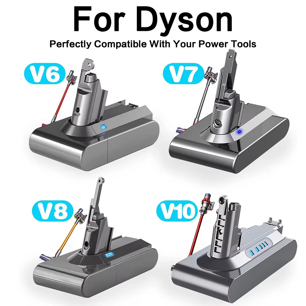 Batterie 21.6V pour Dyson V6 V7 V8 V10 série SV12 DC62 SV1 6000mAh