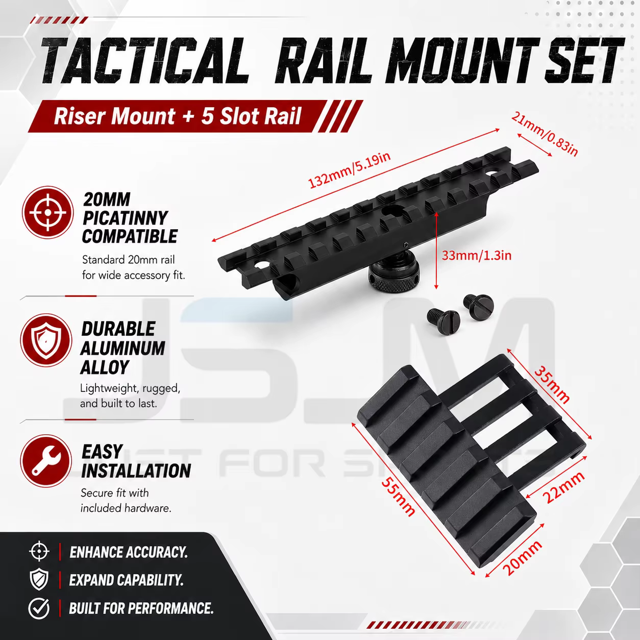 Kit de montage sur rail Picatinny 20 mm, adaptateur universel en aluminium, rail décalé à 45 degrés, montage à profil bas, accessoires d'extérieur